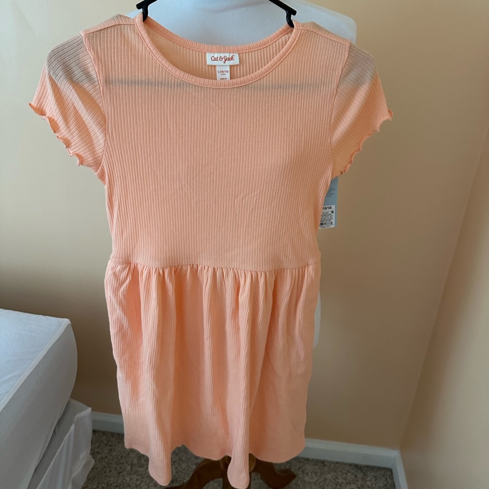 Cat & Jack Light Orange Ribbed Dress